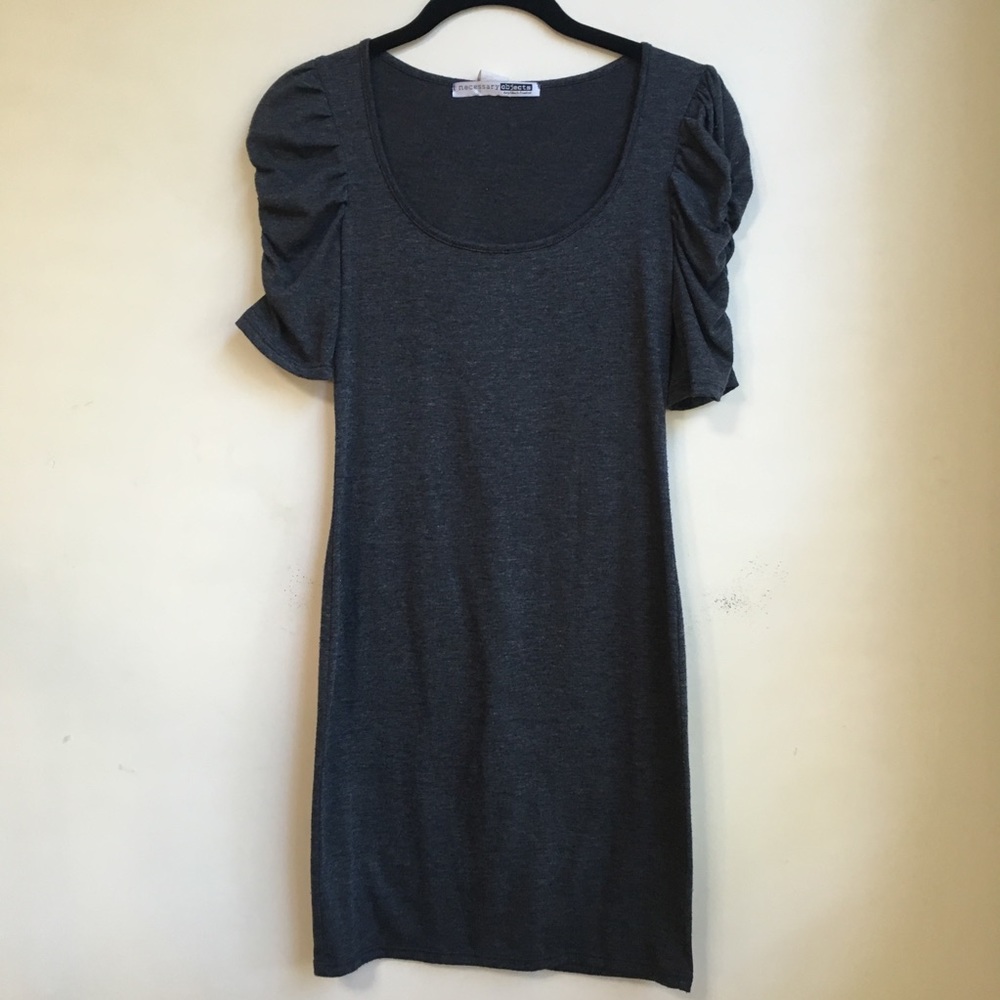 Necessary Object Gray Bodycon Short Sleeve Dress